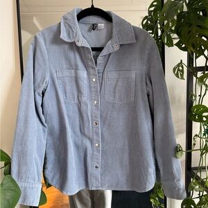 Oversized Light Blue Corduroy pattern Button down Jacket